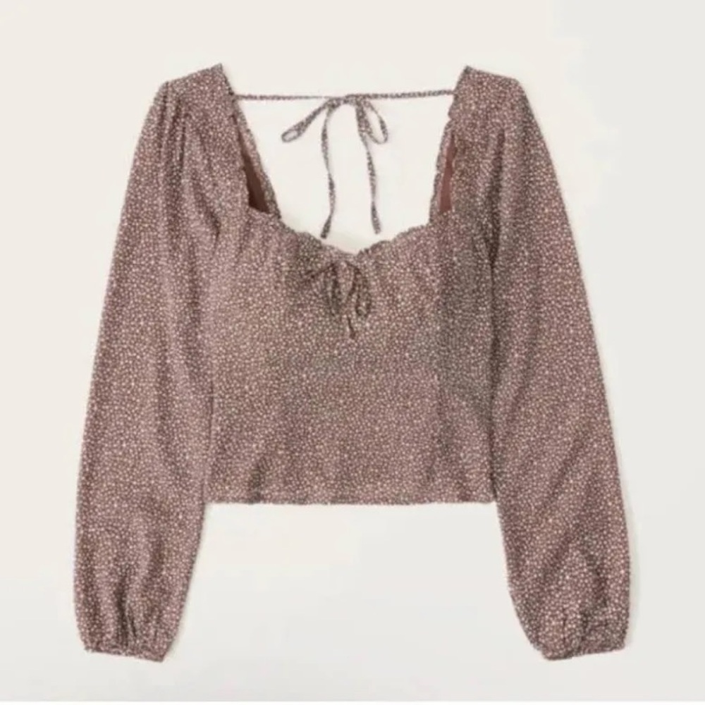Abercrombie Sweetheart Tie Polka Dot Brown Top